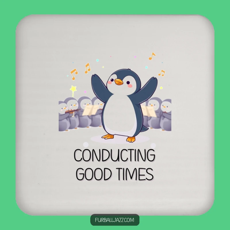 Funny Penguin Conductor Coasters: Protect Surfaces with Maestro Flair - A Funny Gift