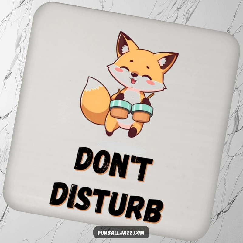 Funny drink coasters featuring a fox playing cymbals, adding a musical and humorous touch to drink service.