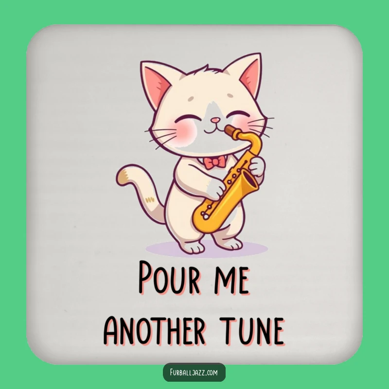 Funny Cat Saxophone Coaster - Jazzy Feline Musician Drink Protector Funny