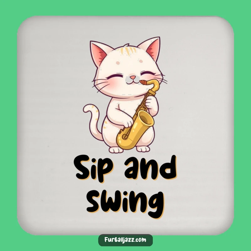 Funny Cat Saxophone Drink Coasters: Protect Surfaces with Jazzy Flair