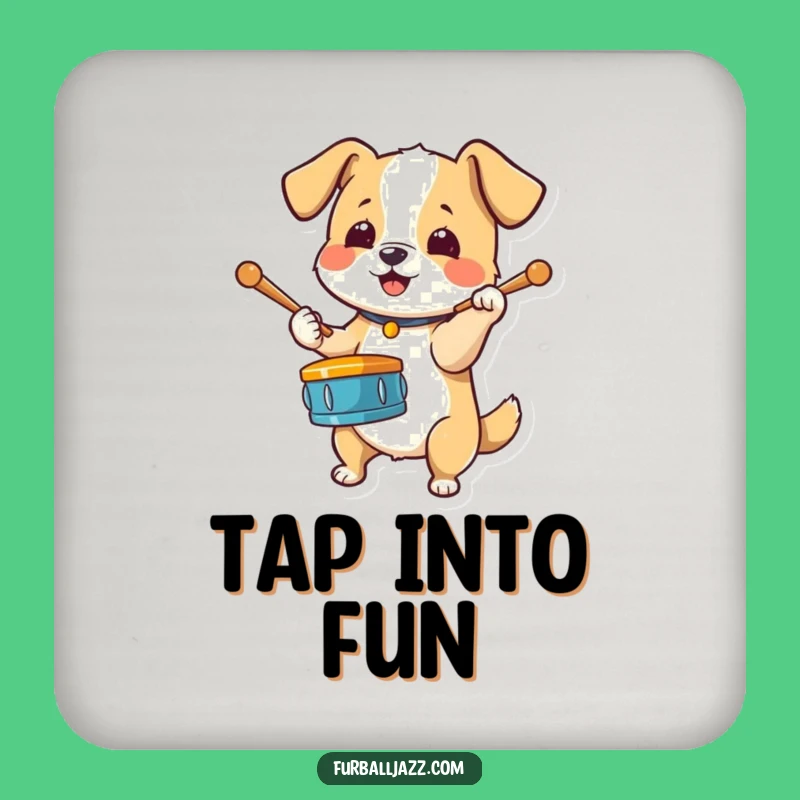 Funny Dog Drummer Drink Coaster - Protect Surfaces with Beat