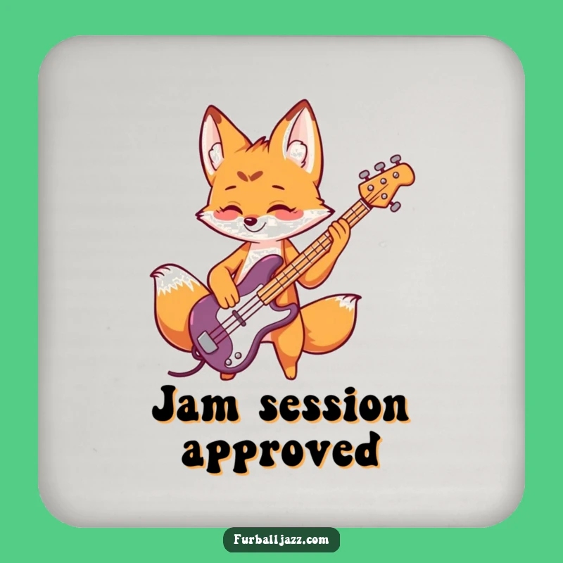 Funny Fox Bass Guitar Drink Coasters: Playful Musician, Rocker Funny Gift Set
