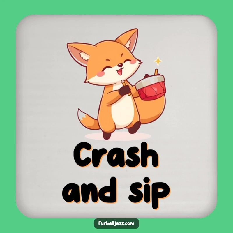 Funny Fox Cymbals Drink Coaster: Energetic Protection for Surfaces