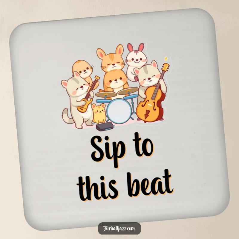 Funny drink coasters displaying a collection of animal characters playing jazz instruments, adding a musical touch to any setting.