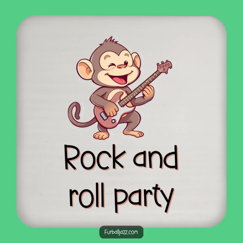 Funny Monkey Guitarist Drink Coaster - Rock Table Protector Gift