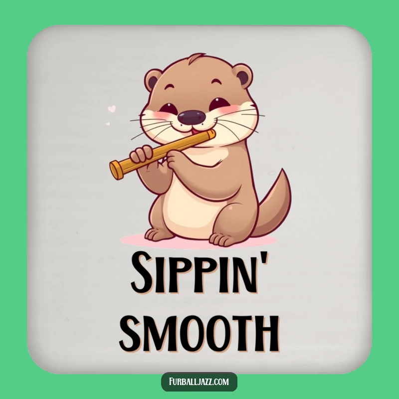 Funny Otter Jazz Flute Coaster - Smooth Music Protection Gift