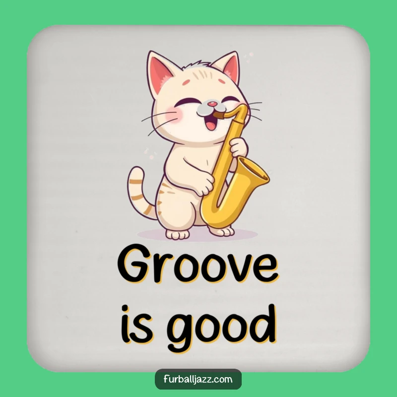 Funny Cat Saxophone Drink Coaster - Protect Surfaces with Cool Style