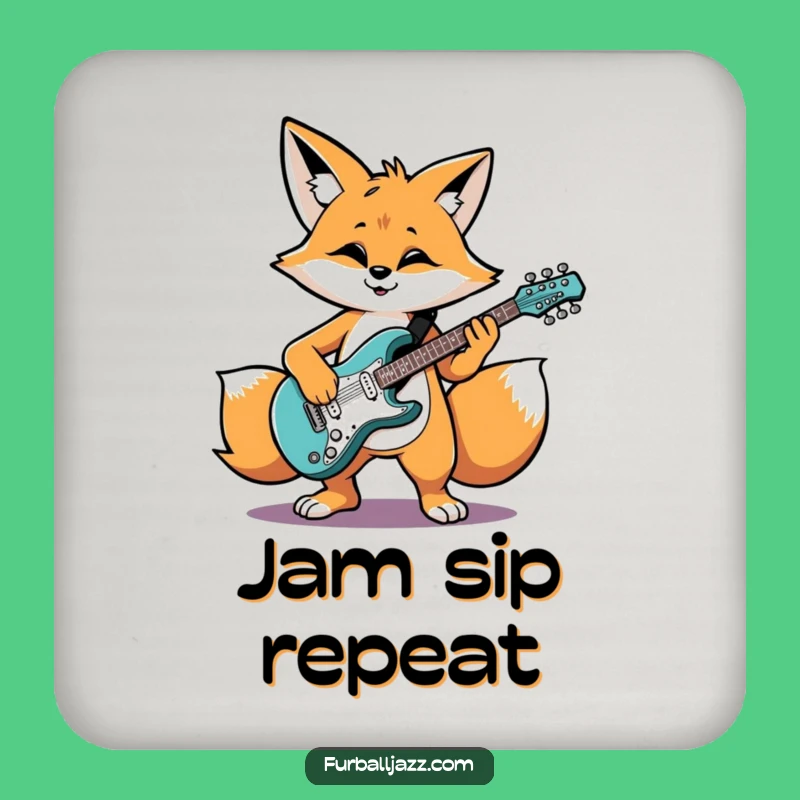 Funny Fox Guitarist Coasters: Protect Surfaces with Rocking Charm