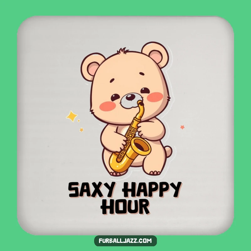 Funny Jazzy Bear Coaster - Saxophone Protection, Bear Music, Perfect Funny Gift