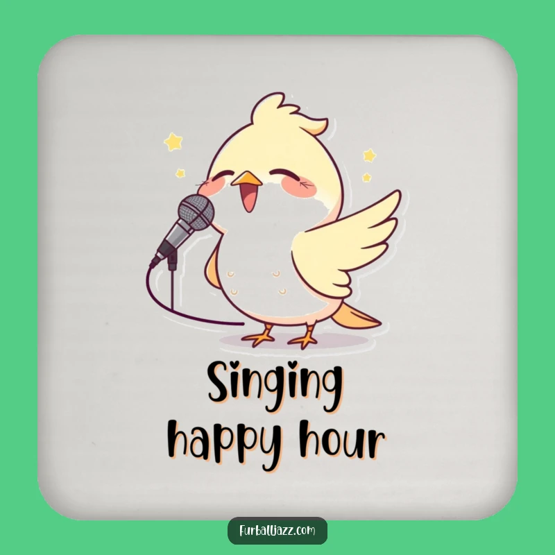 Funny Bird Microphone Drink Coaster: Protect Surfaces with Music Art, Quirky Funny Gift