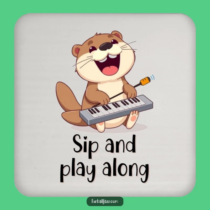 Funny Otter Keyboard Drink Coaster - Protect Surfaces with Musician Art, Gift