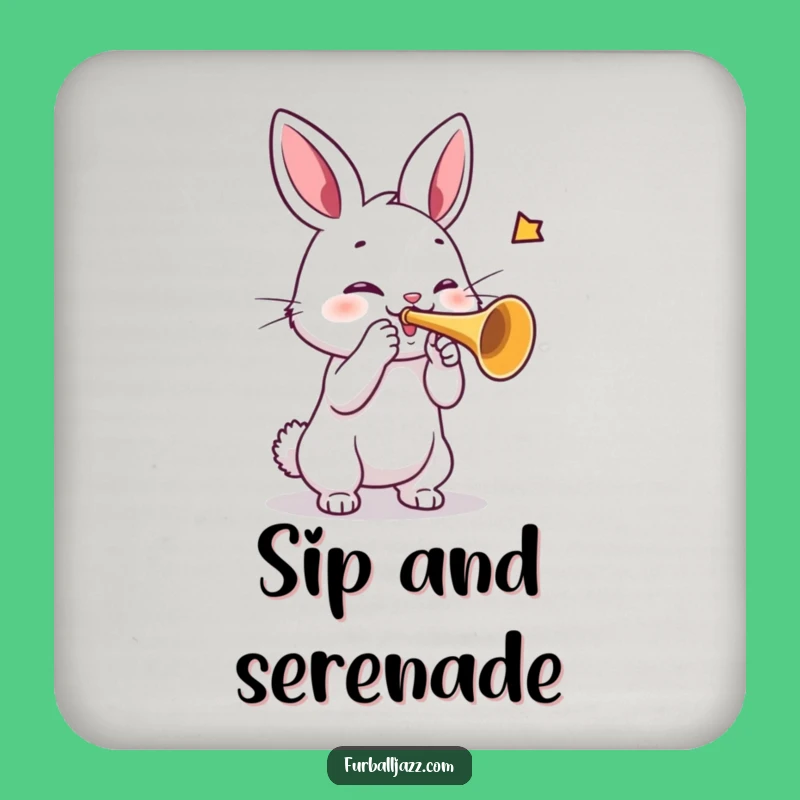 Funny Rabbit Trumpet Coaster Set: Protect Surfaces With Musical Flair