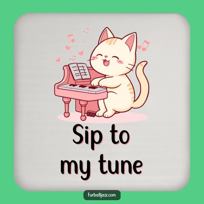 Funny Cat Pianist Coasters (Set of 4): Protect Surfaces with Feline Music Humor