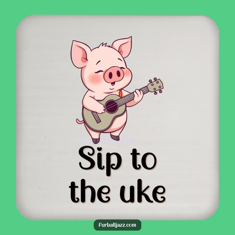 Funny Pig Ukulele Coasters: Protect Surfaces with Musical Charm - A Funny Gift