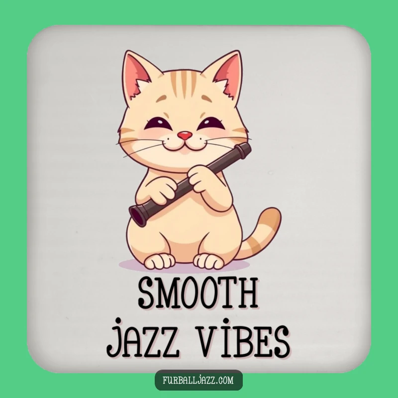 Funny Cat Clarinet Player Coaster - Protect Surfaces with Feline Music Charm