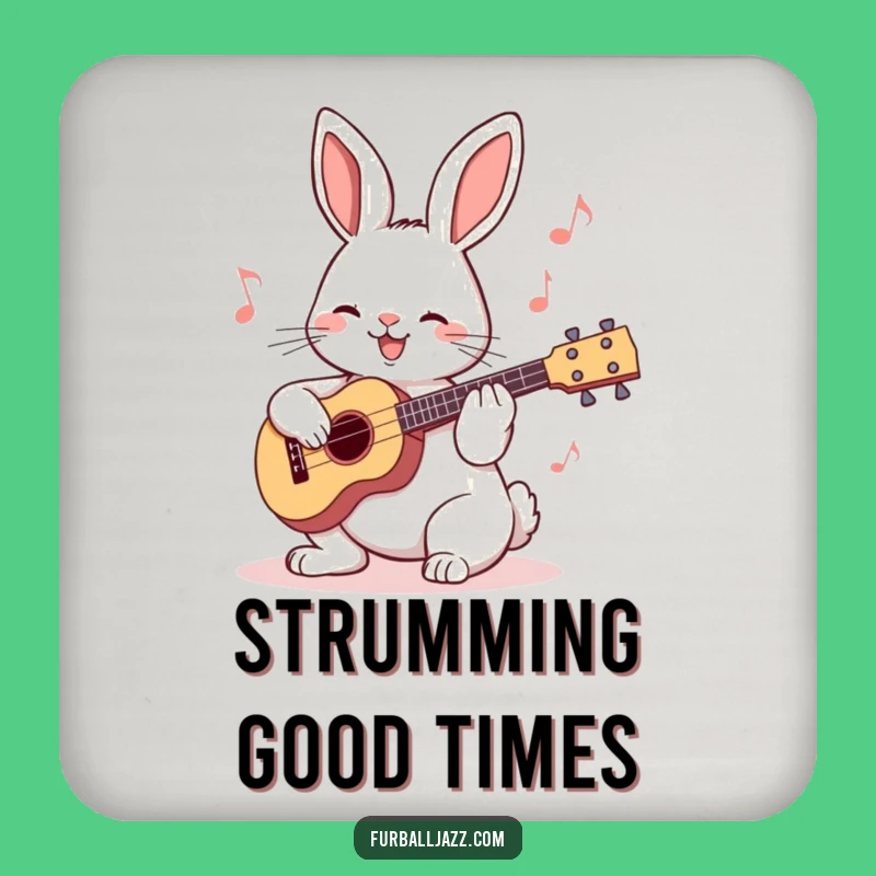 Funny Rabbit Ukulele Drink Coaster: Protect Surfaces with Music Art, Quirky Funny Gift