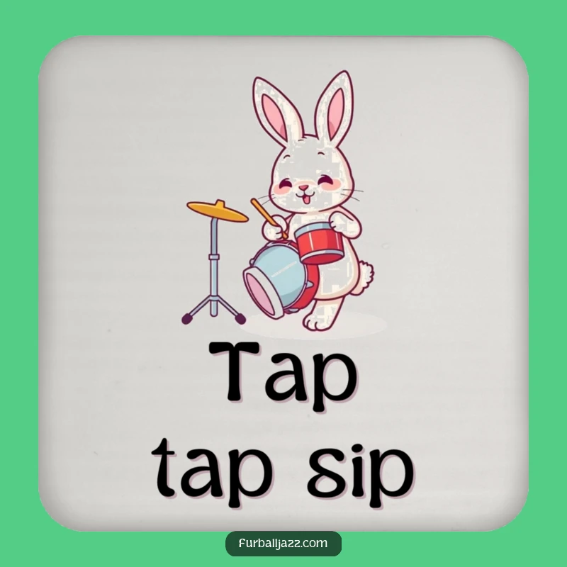 Funny Bunny Drummer Coasters: Protect Your Surfaces with Rhythmic Charm