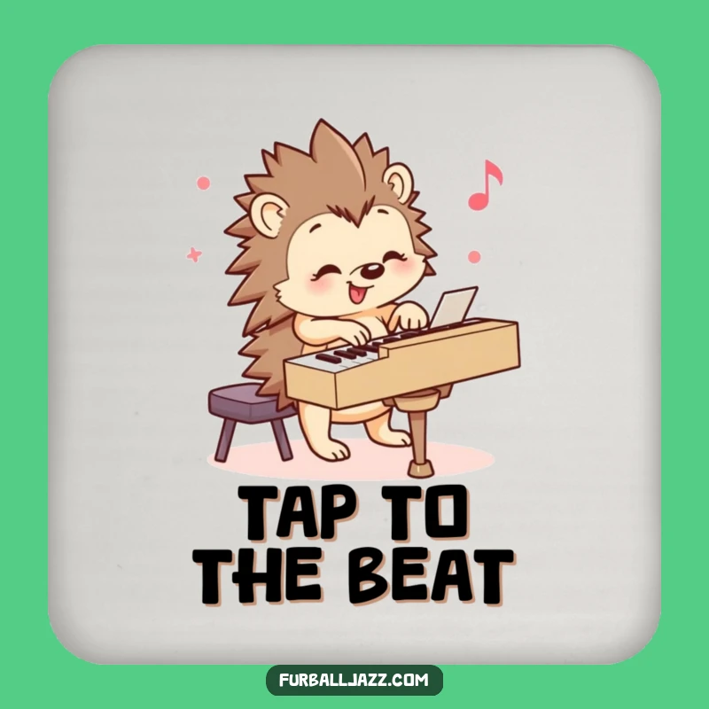 Funny Hedgehog Piano Coaster Set - Protect Surfaces with Whimsical Art