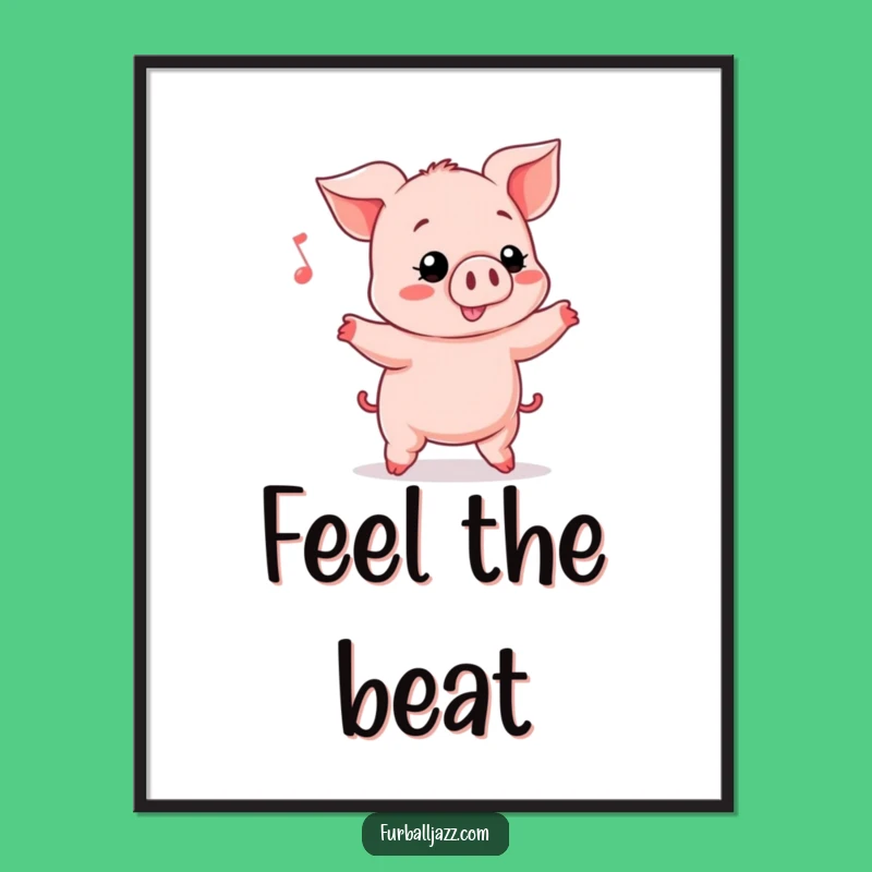 Funny Piglet Head Bopping Poster - Vibrant Musical Wall Art Gift