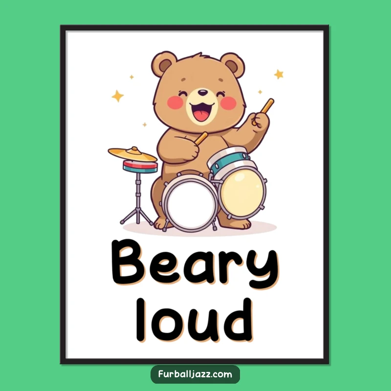 Funny Bear Drummer Poster: Decorate Your Space With Percussive Power