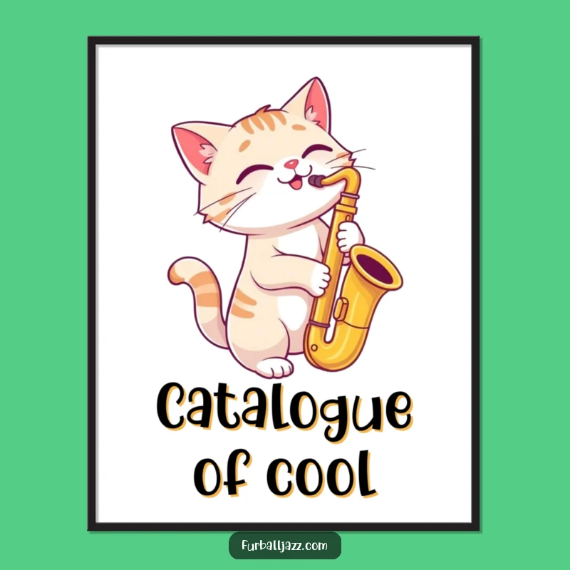 Funny Cat Saxophone Poster: Jazzy Feline Art for Your Walls
