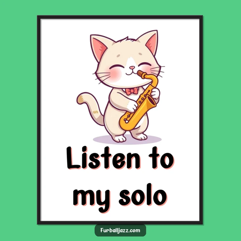 Funny Cat Saxophone Poster - Jazzy Feline Musician Wall Art Funny Gift