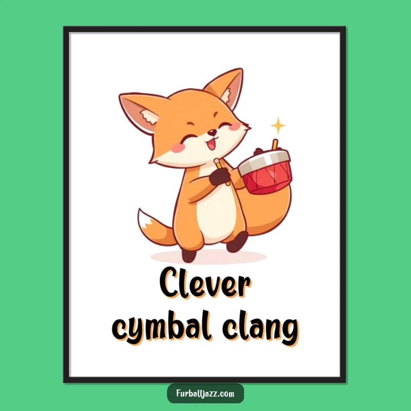 Funny Fox Cymbals Poster: Energetic Art for Lively Spaces