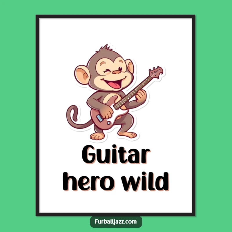 Funny Monkey Guitarist Poster - Primate Rock Art Gift