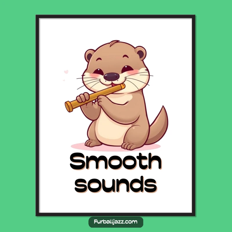 Funny Otter Jazz Flute Poster - Smooth Wall Art Gift