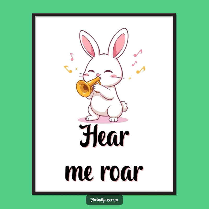 Funny Rabbit Trumpet Poster: Brighten Your Walls with Happy Musical Art