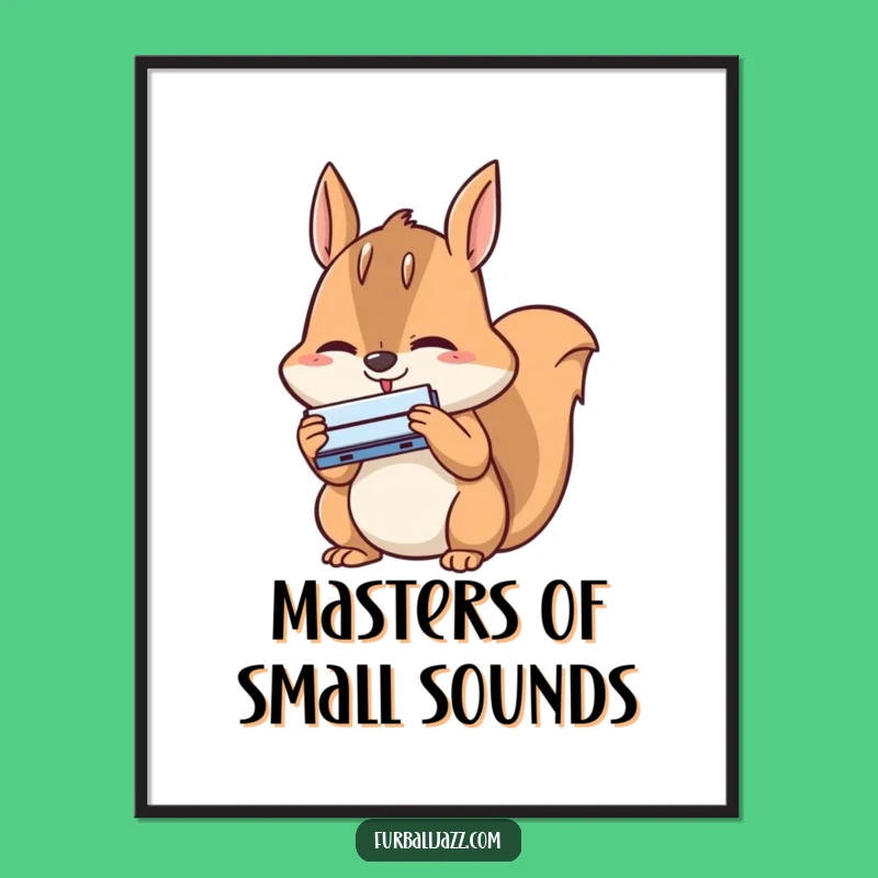 Funny Squirrel Harmonica Poster - Cute Musician Squirrel Art, Hilarious Gift
