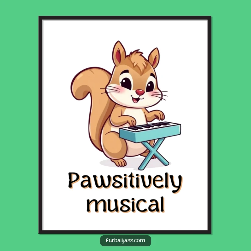 Funny Squirrel Piano Poster: Whimsical Wall Art Gift