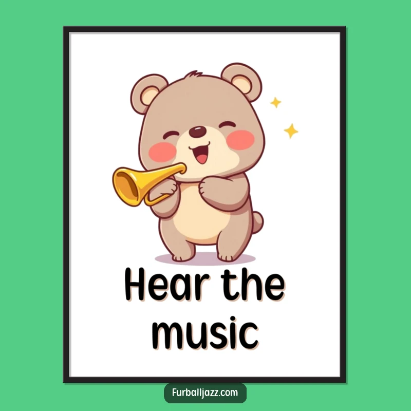 Funny Bear Trumpet Poster: Vibrant Wall Art, Jazzy Character, Perfect Gift for Decor