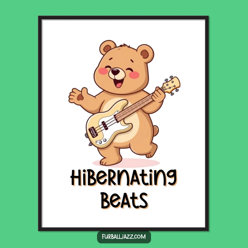Funny Bear Bass Jig Poster: Rock Art & Funny Musician Gift