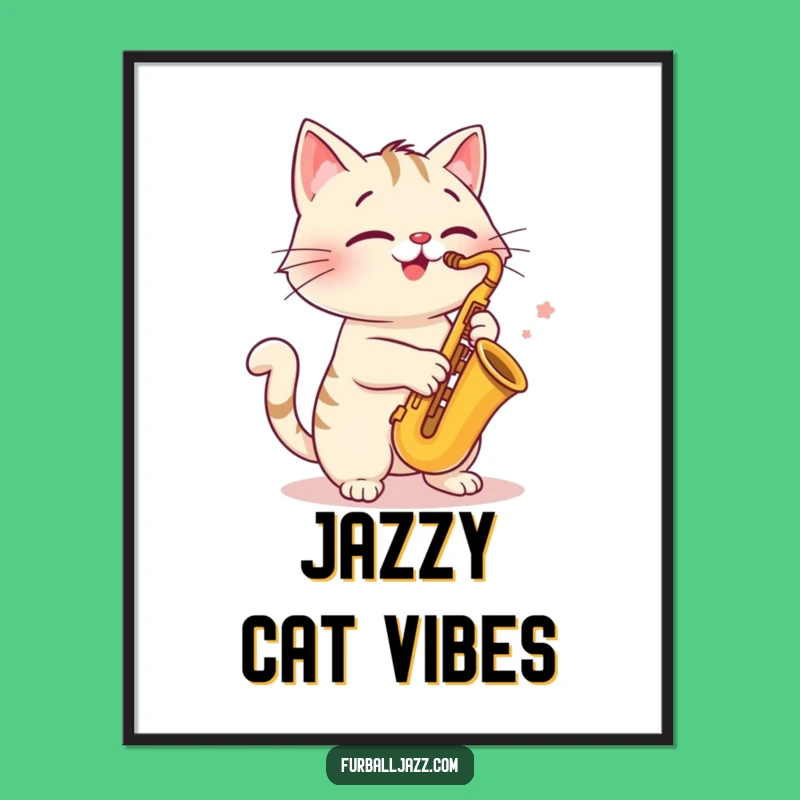 Funny Cat Saxophone Poster - Jazzy Pet Wall Art, Perfect Gift
