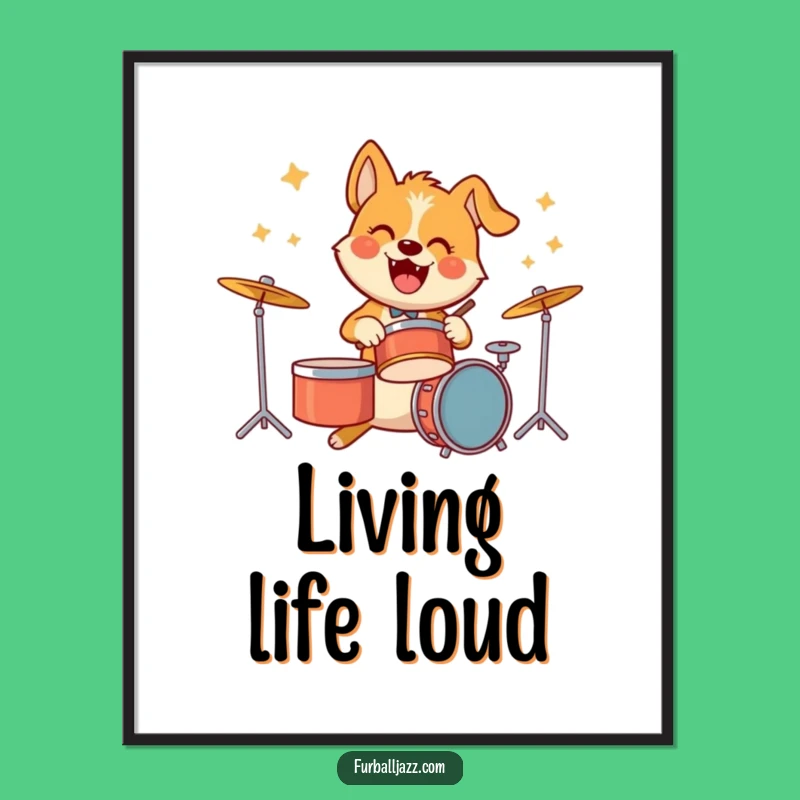 Funny Dog Drummer Poster - Add Percussion to Your Walls!