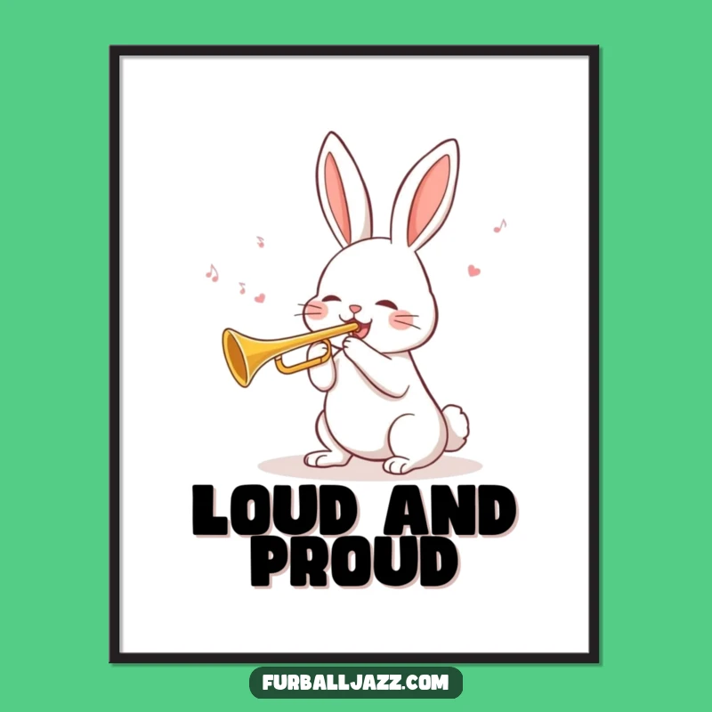 Funny Rabbit Trumpet Poster - Cheerful Brass Art Print