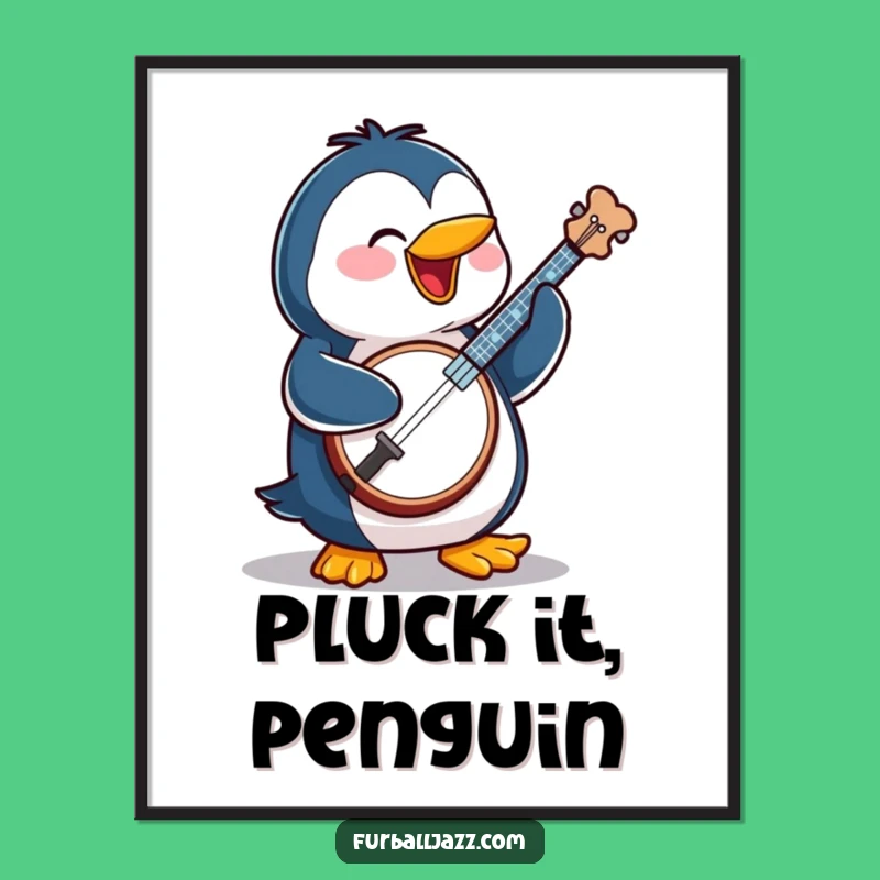 Funny Penguin Banjo Poster: Cheerful Wall Art and a Hilarious Gift Option