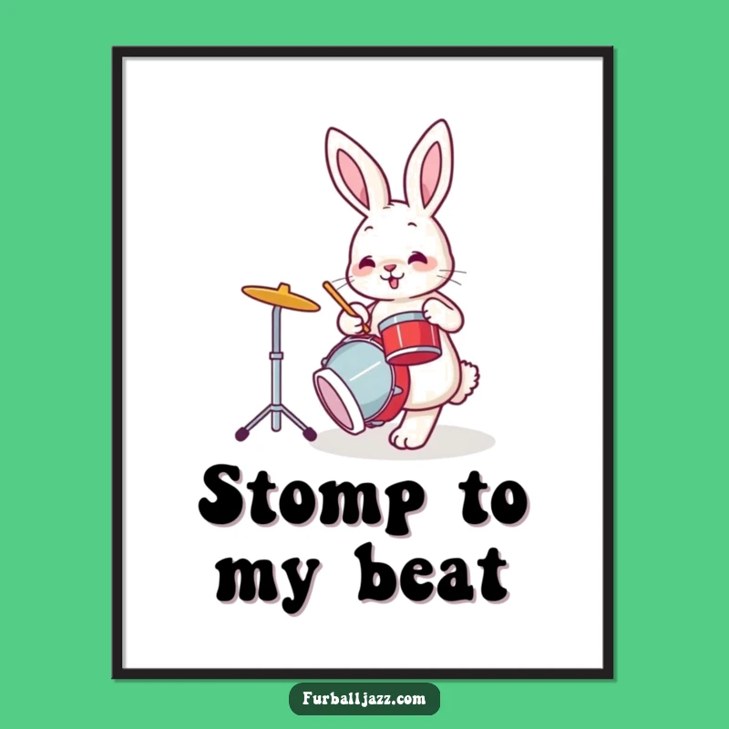 Funny Bunny Drummer Poster: Add Rhythmic Humor to Your Walls