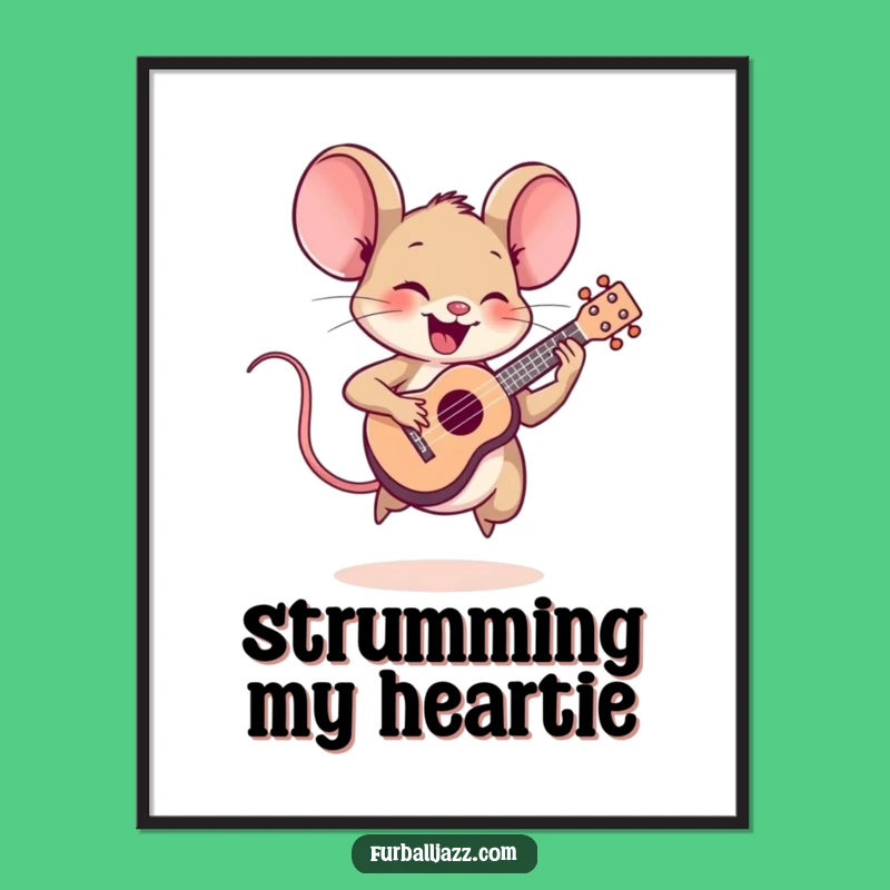 Funny Mouse Ukulele Poster: Lively Wall Art - Hilarious Gift for Music Lovers