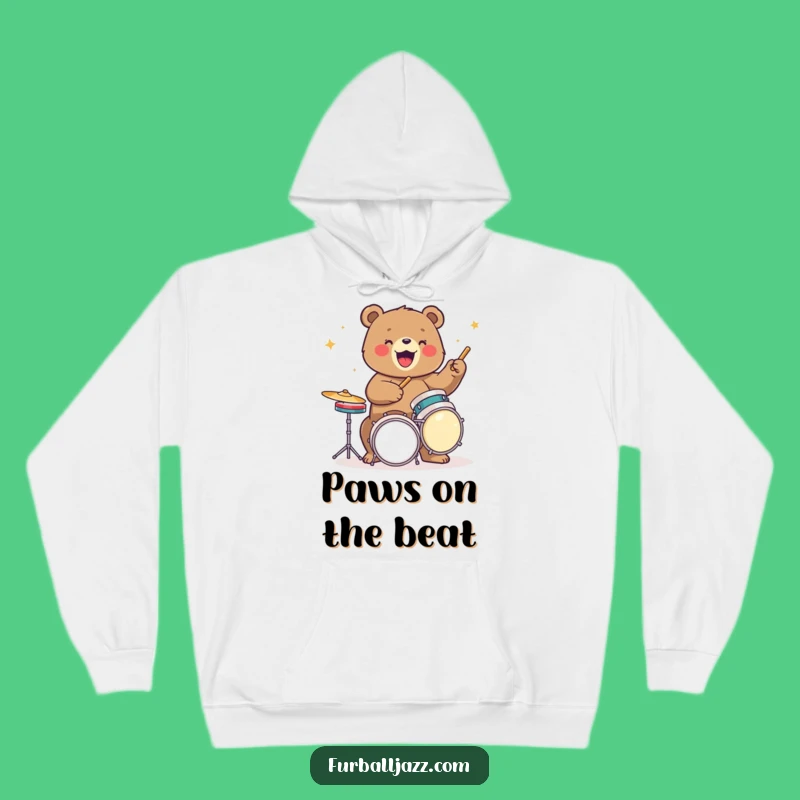 Cozy Funny Bear Drummer Hoodie: Keep Warm While Beating the Drums