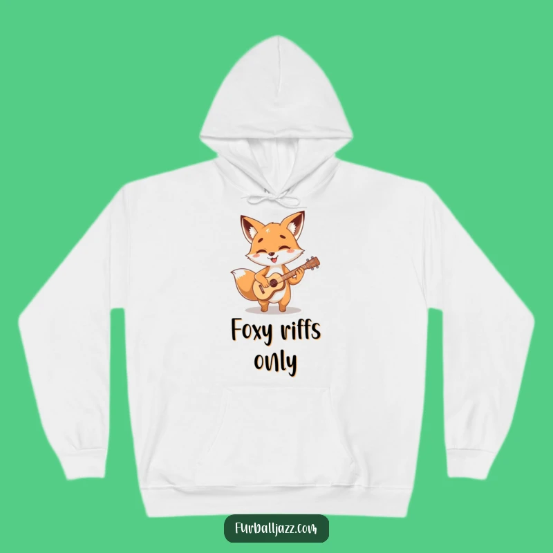 Funny Fox Guitarist Hoodie - Strumming Foxy Musician Cozy Funny Gift