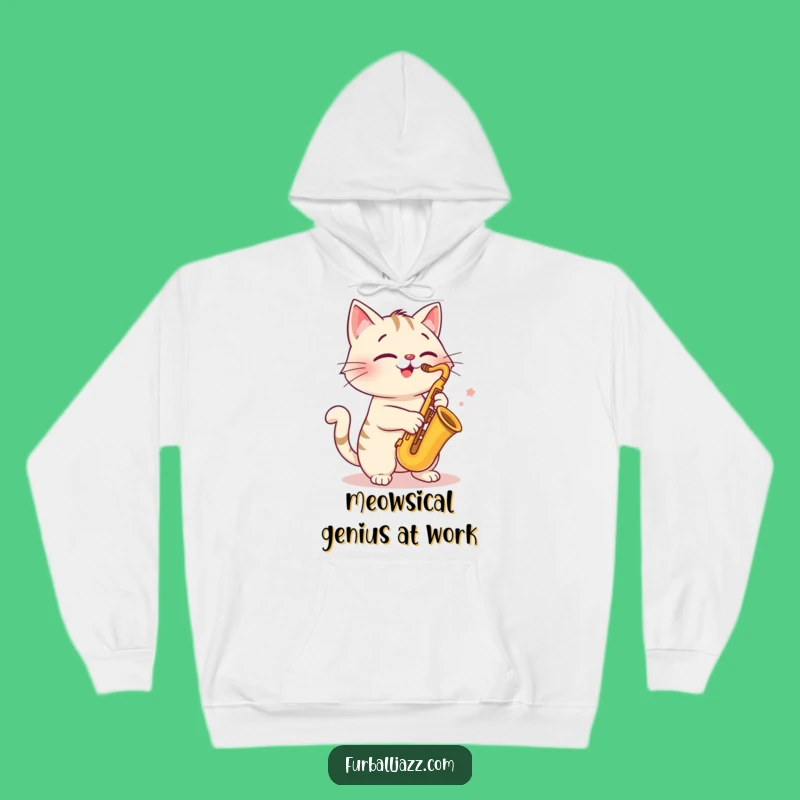Funny Cat Saxophone Hoodie - Cozy Jazzy Pet Sweatshirt, Great Gift