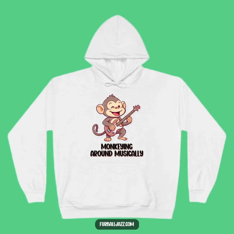 Funny Monkey Guitarist Hoodie - Cozy Rocker Apparel Gift