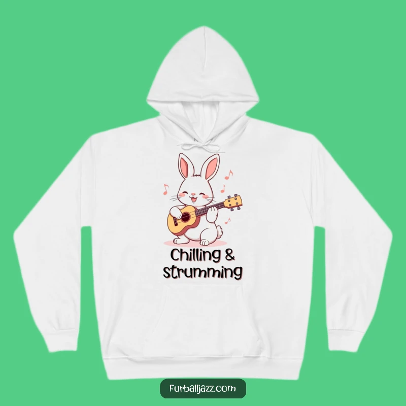 Funny Rabbit Ukulele Hoodie: Cozy Musician Character Sweatshirt, Ideal Warm Funny Gift