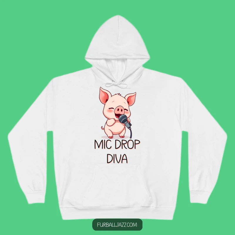 Cozy Funny Piglet Microphone Hoodie: Warm and Hilarious Gift for Music Fanatics