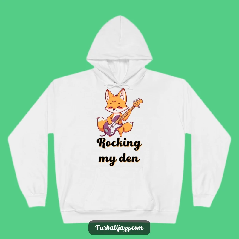 Funny Fox Bass Guitar Hoodie: Playful Musician, Cozy Funny Gift for Rockers