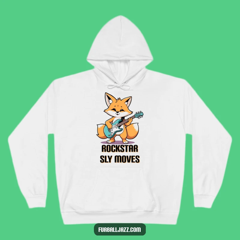 Cozy Funny Fox Guitarist Hoodie: Stay Warm with Rocking Woodland Vibes