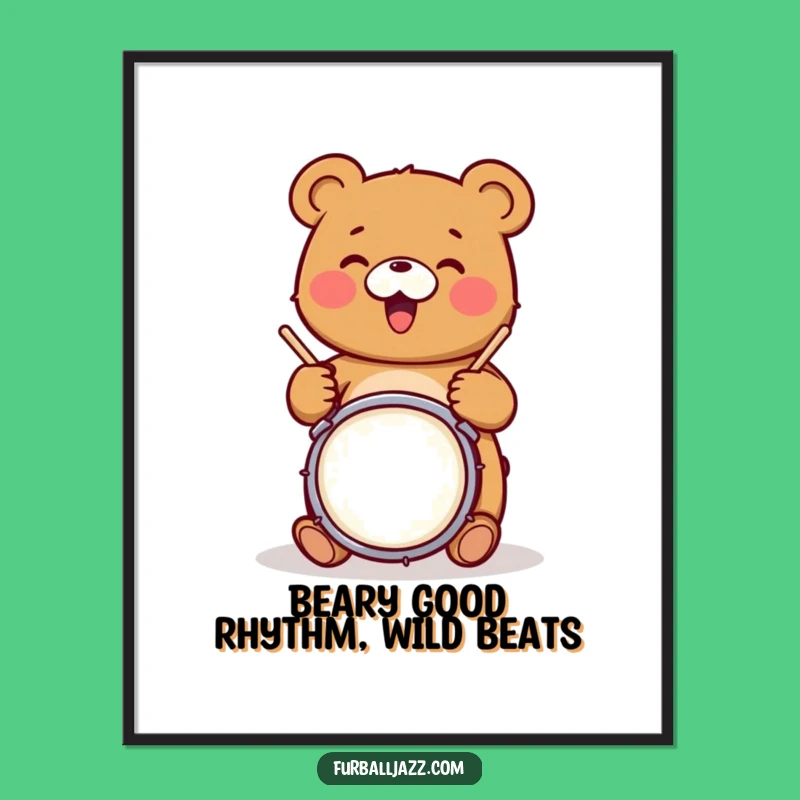 Free Printable Drumming Bear Wall Art: Rhythmic Fun Decor!
