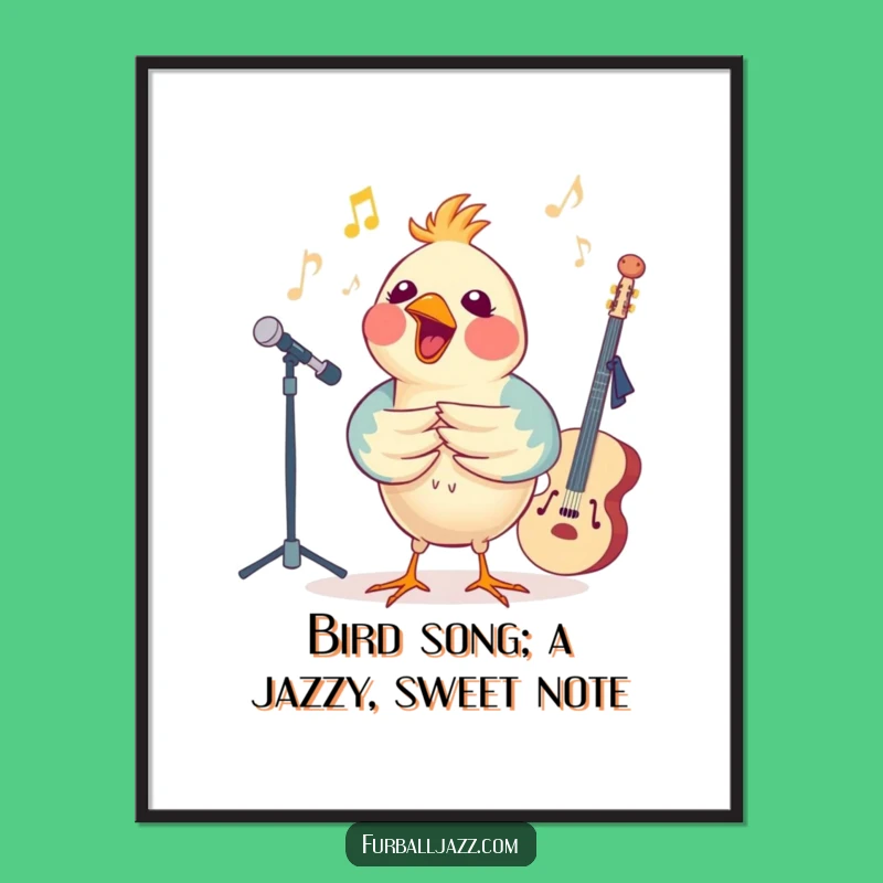 Free Printable Wall Art: Jazzy Bird's Song, a Humorous Downloadable Art Piece for Music Lovers!